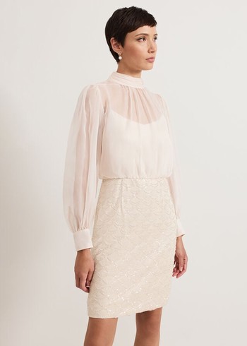 Phase Eight Amina Sequin Dress Beige Canada | IQNSLH-046